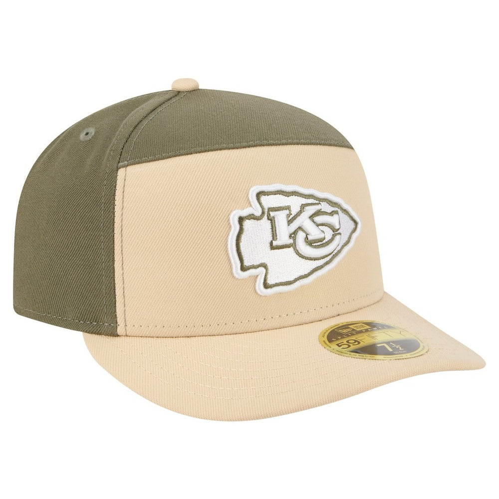 Kansas City Chiefs New Era Two-Tone Color Pack Split Panel 59FIFTY Fitted Hat - Light Beige/Olive for sale