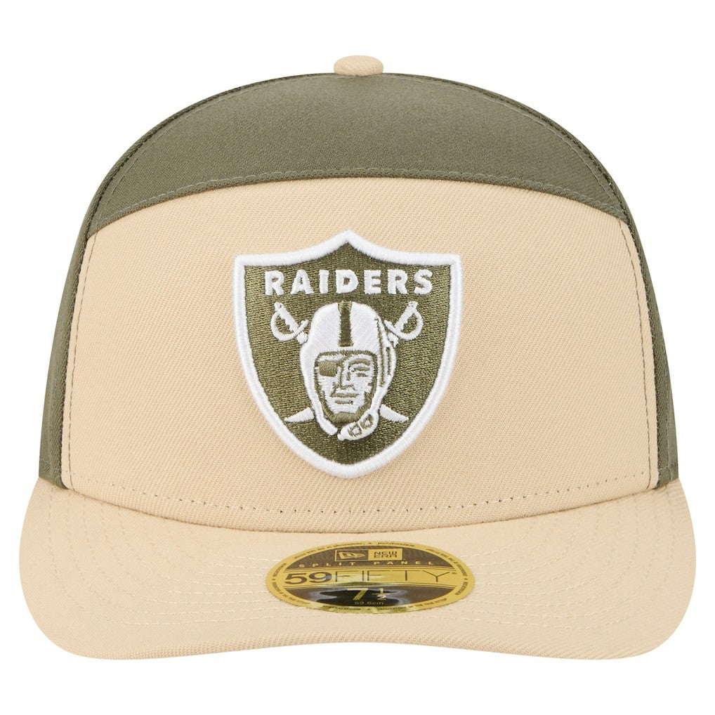 Las Vegas Raiders New Era Two-Tone Color Pack Split Panel 59FIFTY Fitted Hat - Light Beige/Olive on sale