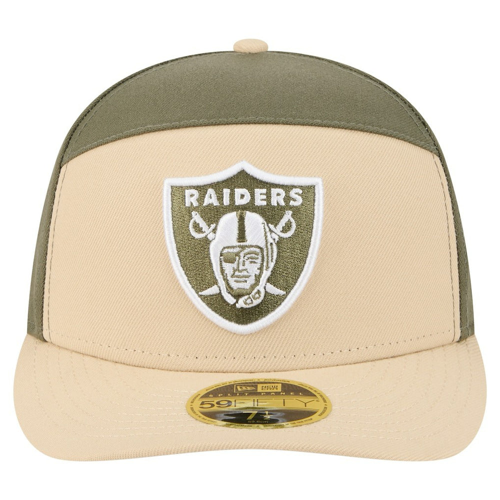 Las Vegas Raiders New Era Two-Tone Color Pack Split Panel 59FIFTY Fitted Hat - Light Beige/Olive on sale