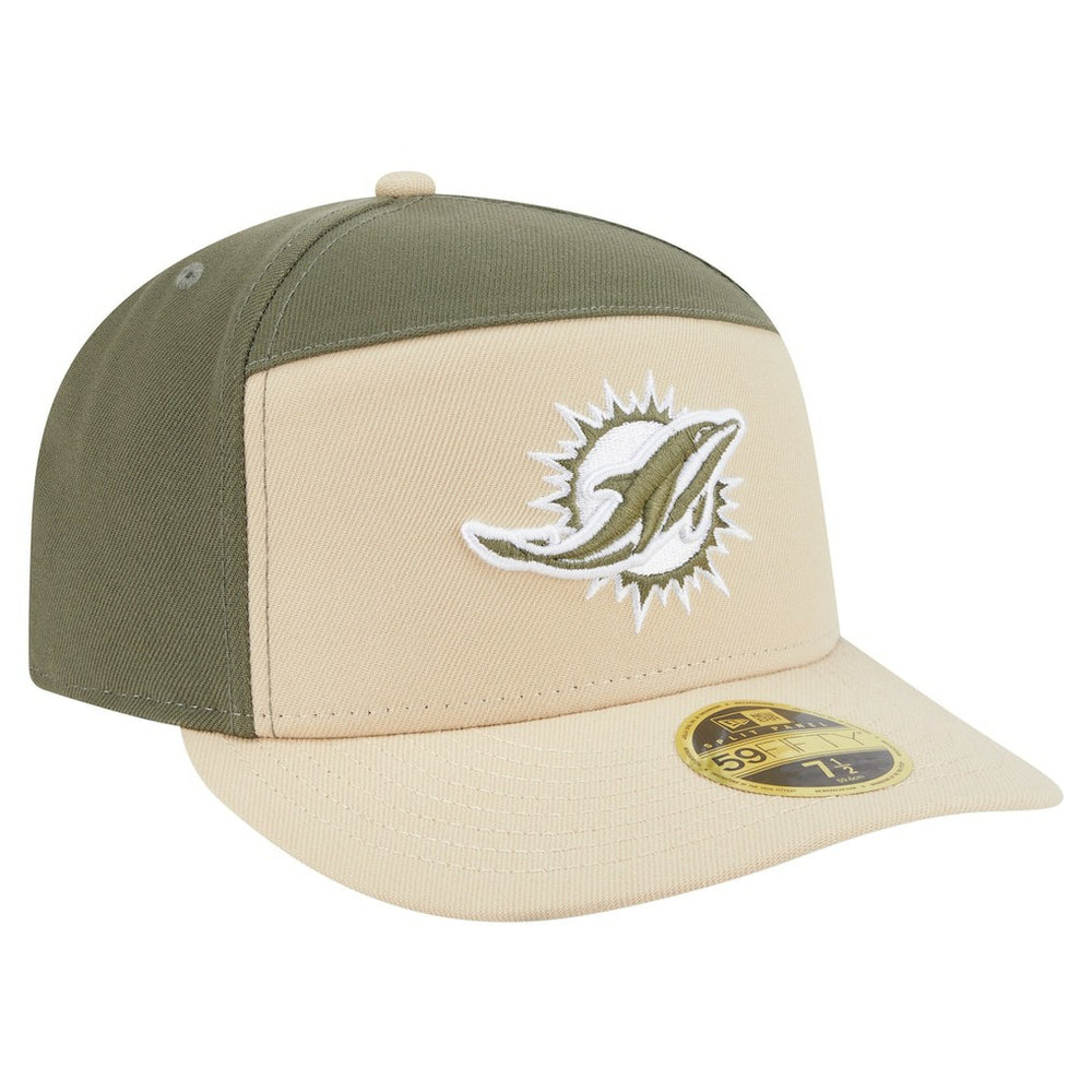 Miami Dolphins New Era Two-Tone Color Pack Split Panel 59FIFTY Fitted Hat - Light Beige/Olive outlet