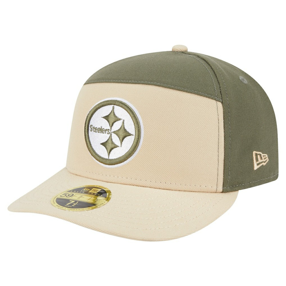 Pittsburgh Steelers New Era Two-Tone Color Pack Split Panel 59FIFTY Fitted Hat - Light Beige/Olive cheap