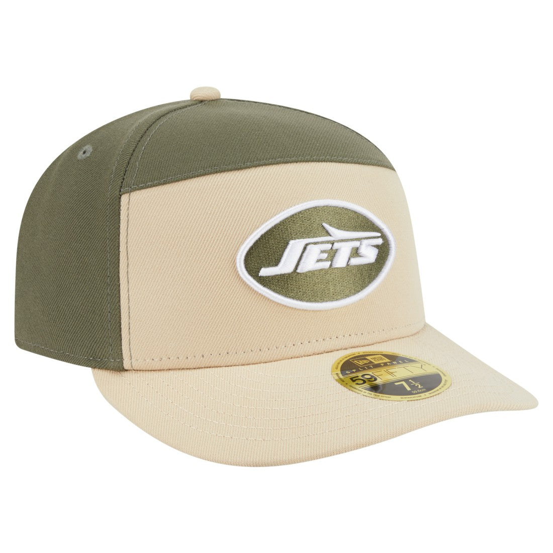 New York Jets New Era Two-Tone Color Pack Split Panel 59FIFTY Fitted Hat - Light Beige/Olive cheap