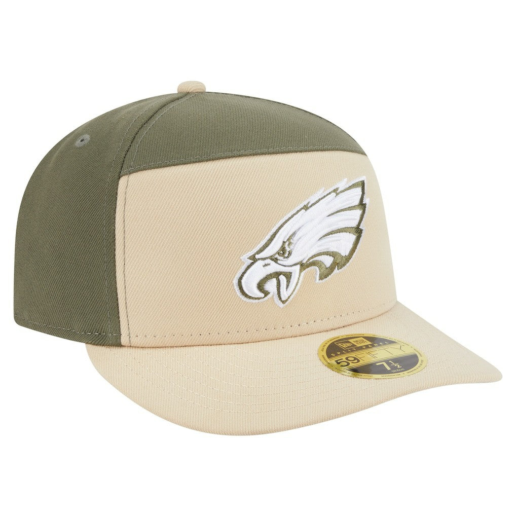 Philadelphia Eagles New Era Two-Tone Color Pack Split Panel 59FIFTY Fitted Hat - Light Beige/Olive discount