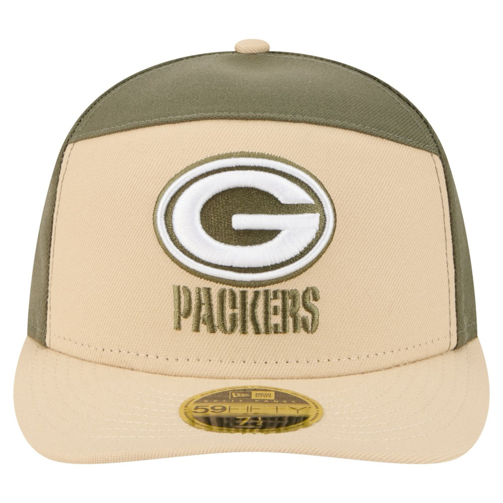 Green Bay Packers New Era Two-Tone Color Pack Split Panel 59FIFTY Fitted Hat - Light Beige/Olive discount