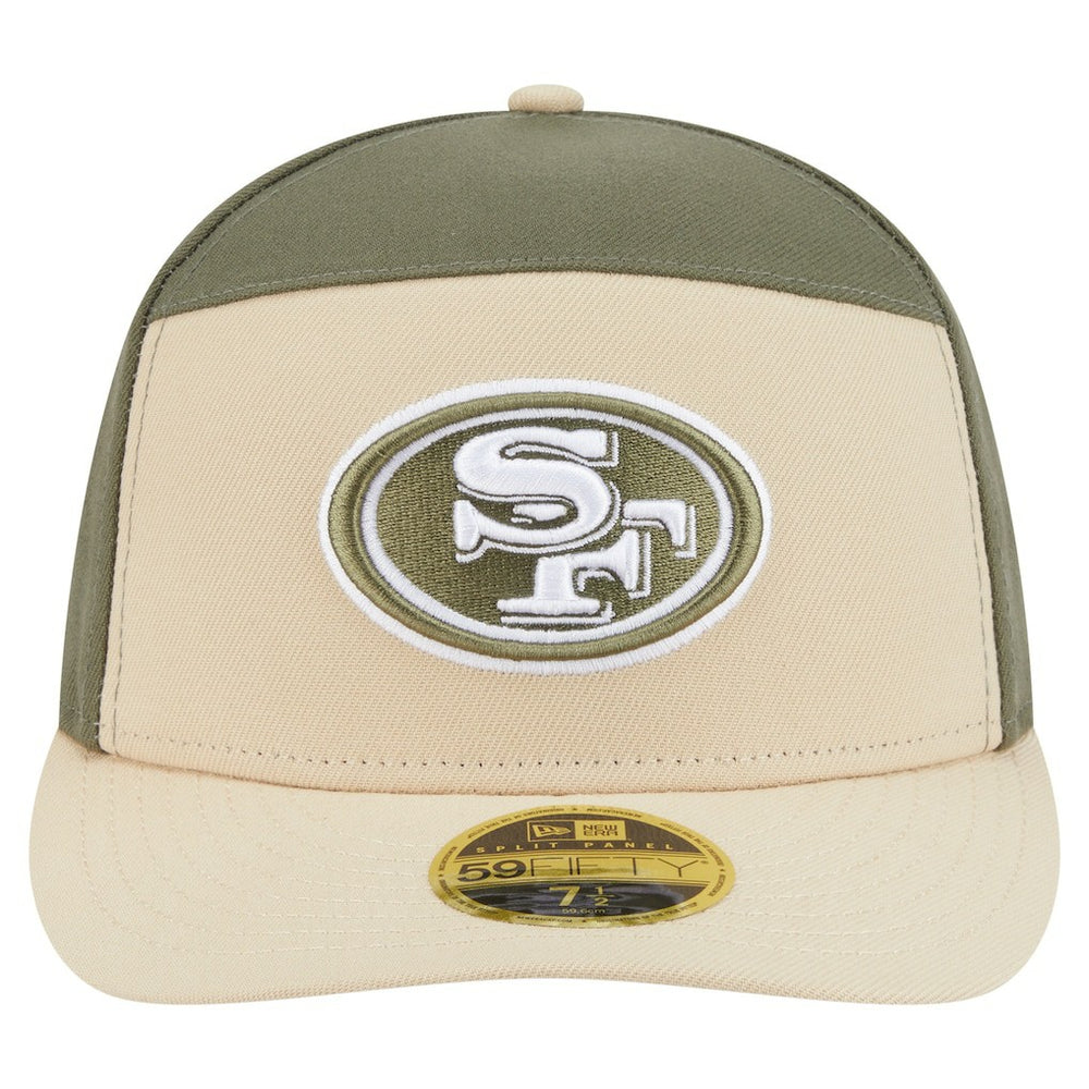 San Francisco 49ers New Era Two-Tone Color Pack Split Panel 59FIFTY Fitted Hat - Light Beige/Olive for sale