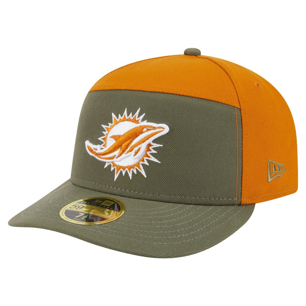 Miami Dolphins New Era Two-Tone Color Pack Split Panel 59FIFTY Fitted Hat - Olive/Brown sale