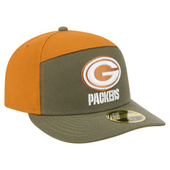 Green Bay Packers New Era Two-Tone Color Pack Split Panel 59FIFTY Fitted Hat - Olive/Brown for sale