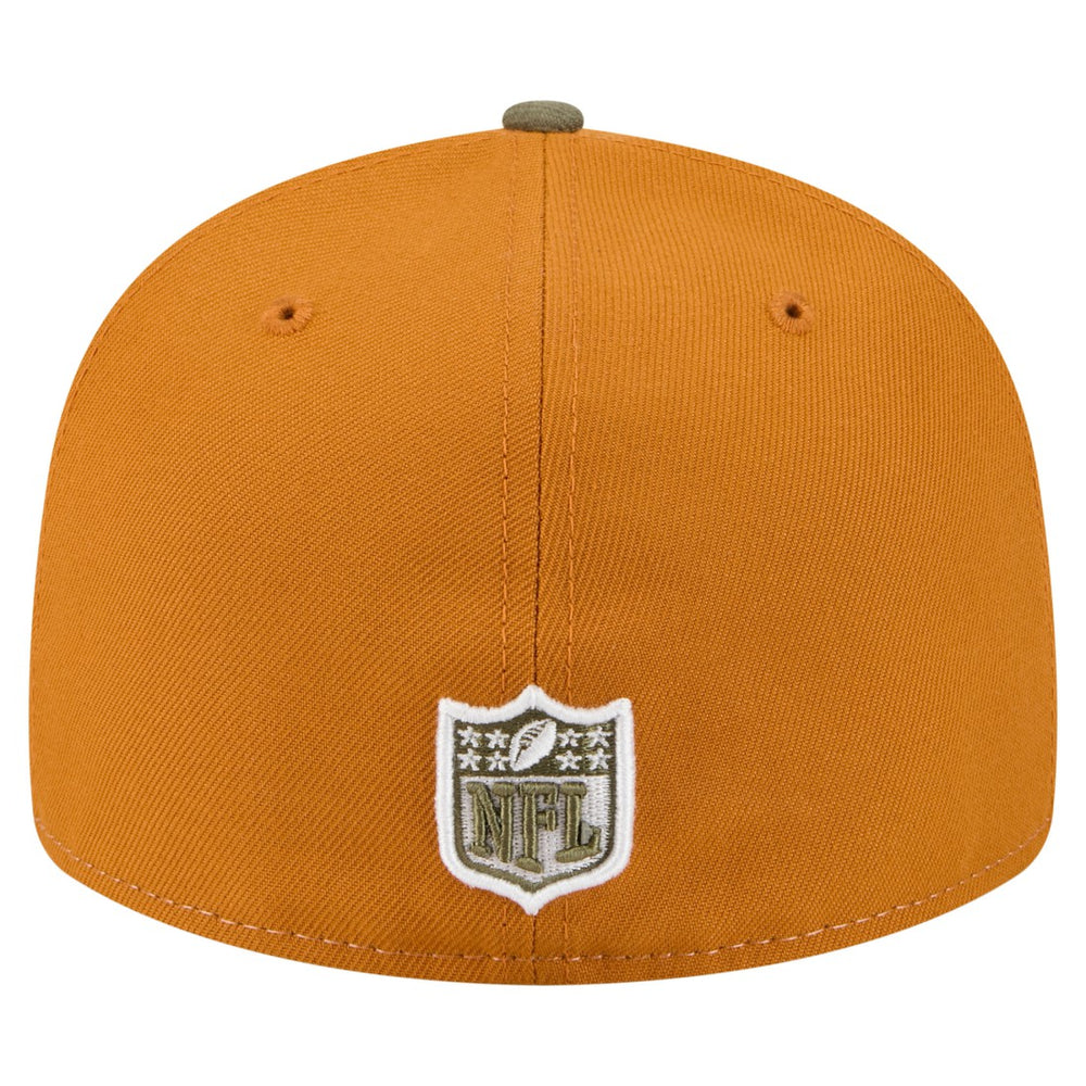 Green Bay Packers New Era Two-Tone Color Pack Split Panel 59FIFTY Fitted Hat - Olive/Brown for sale