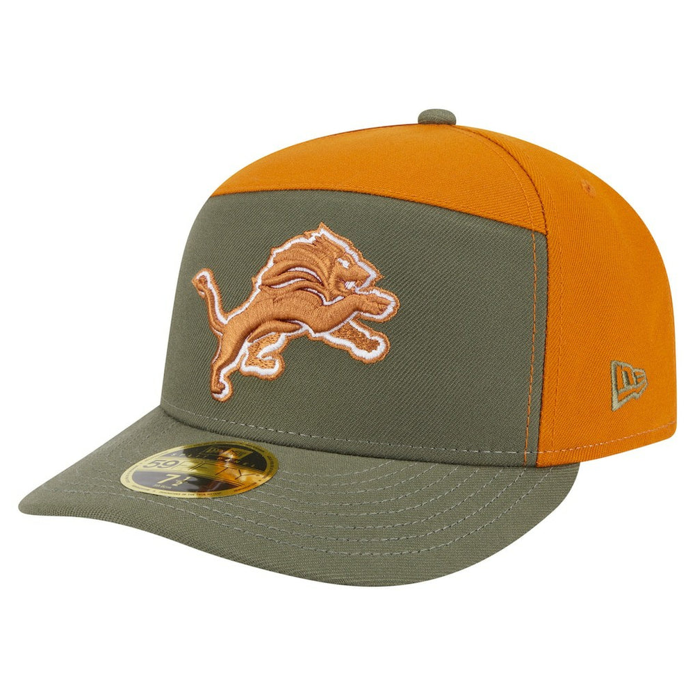 Detroit Lions New Era Two-Tone Color Pack Split Panel 59FIFTY Fitted Hat - Olive/Brown for sale