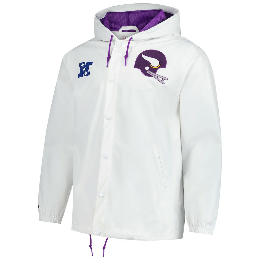 Minnesota Vikings Vintage Logo Coaches Full-Snap Hoodie Jacket - White cheap