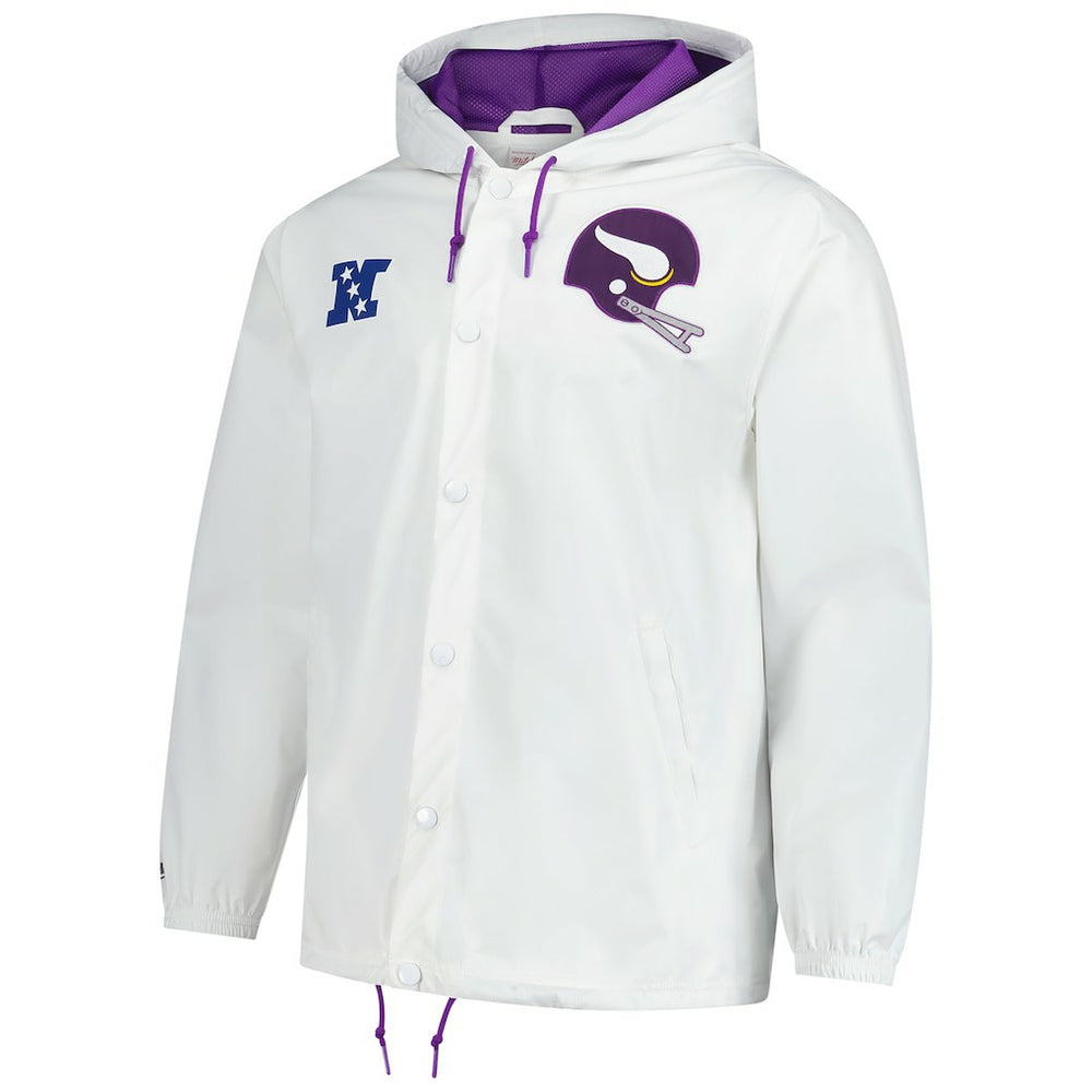 Minnesota Vikings Vintage Logo Coaches Full-Snap Hoodie Jacket - White cheap