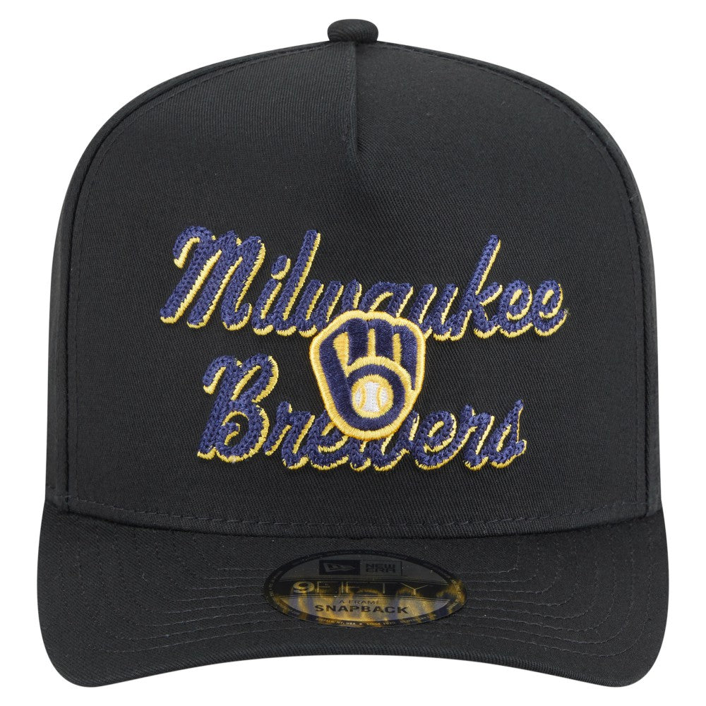Milwaukee Brewers Chainstitch 9FIFTY A-Frame Snapback Hat Black