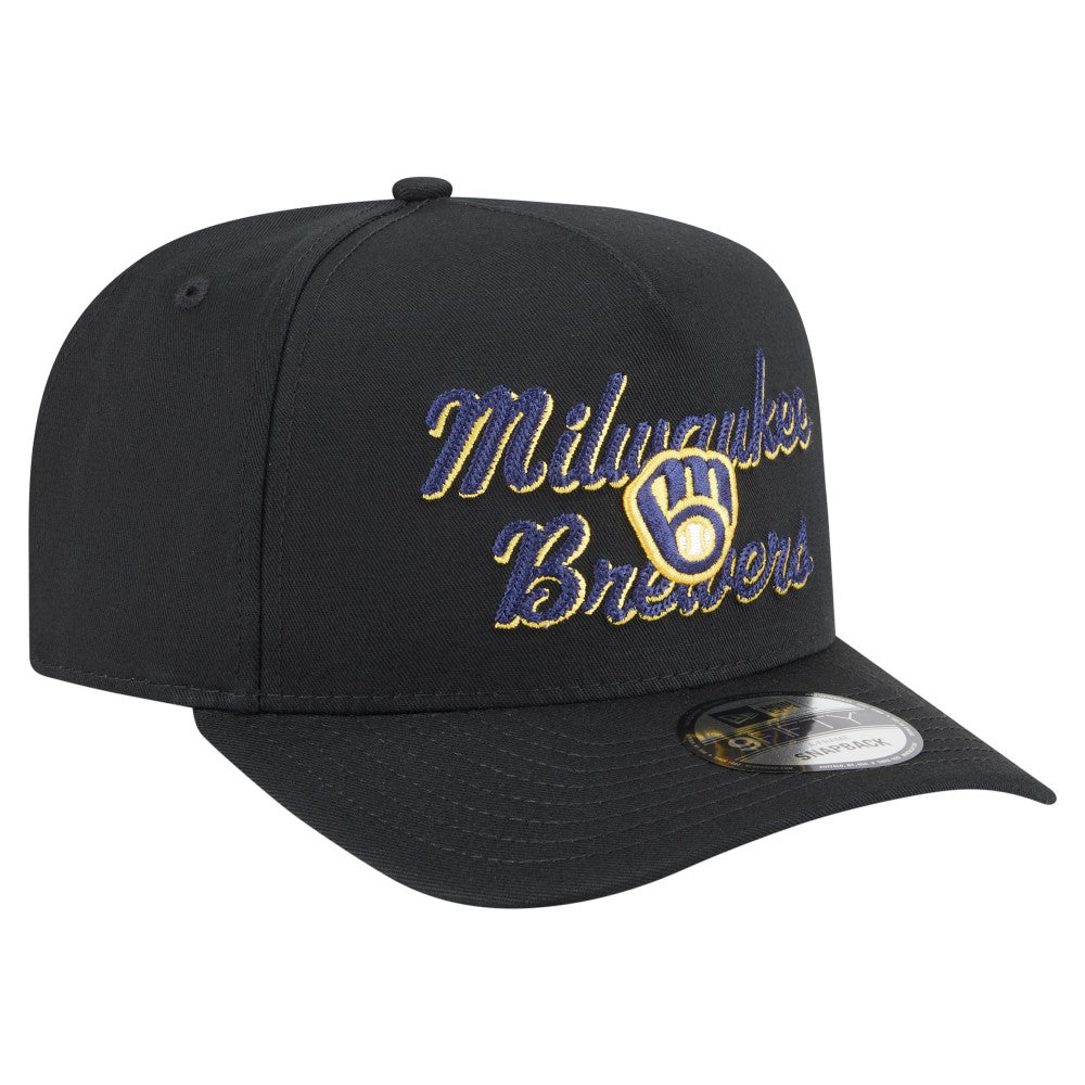 Milwaukee Brewers Chainstitch 9FIFTY A-Frame Snapback Hat Black