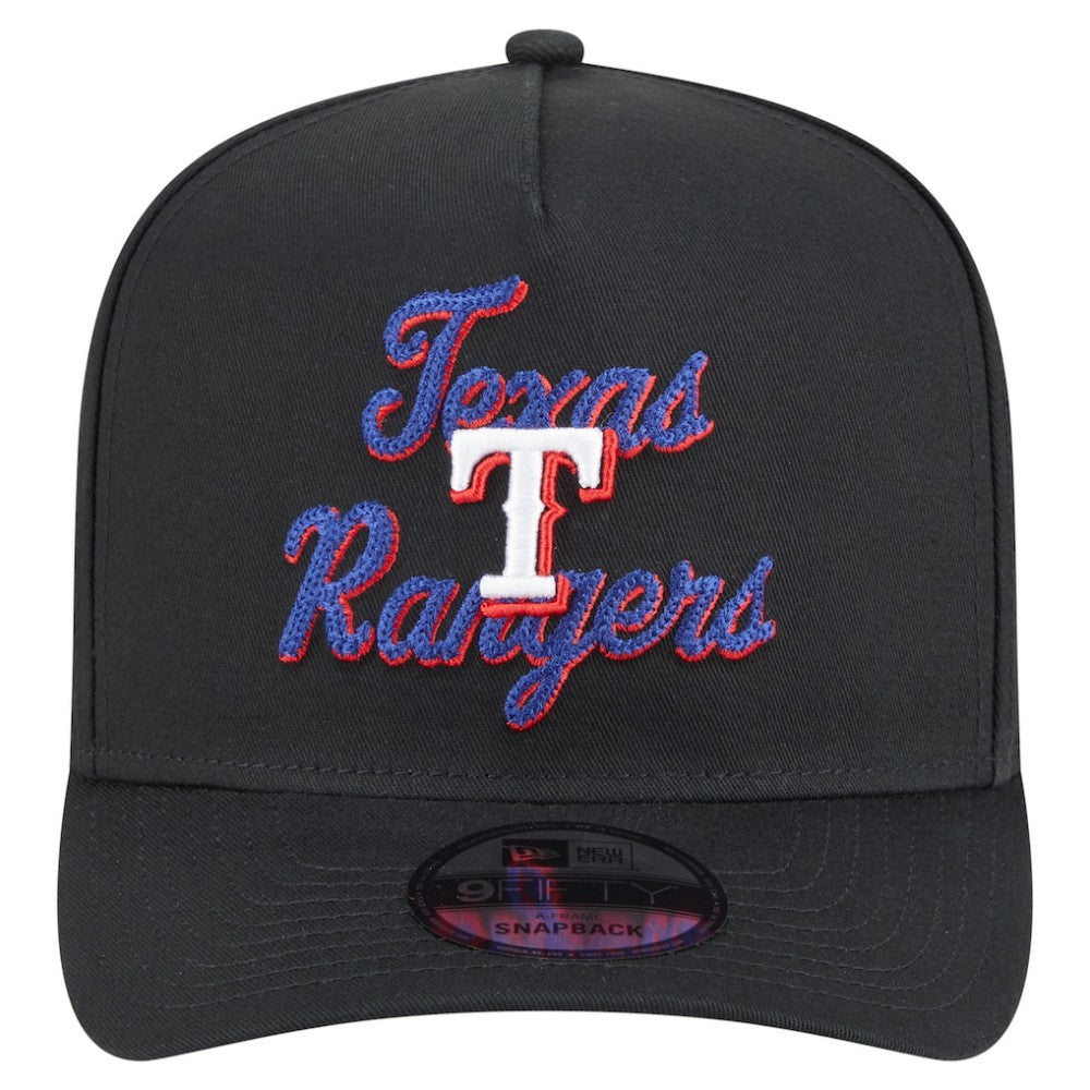 Texas Rangers Chainstitch 9FIFTY A-Frame Snapback Hat Black