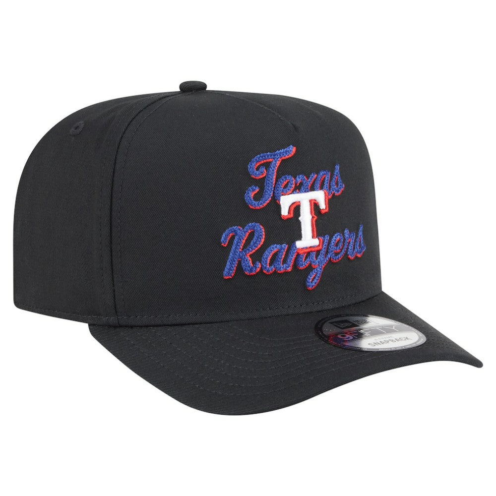 Texas Rangers Chainstitch 9FIFTY A-Frame Snapback Hat Black