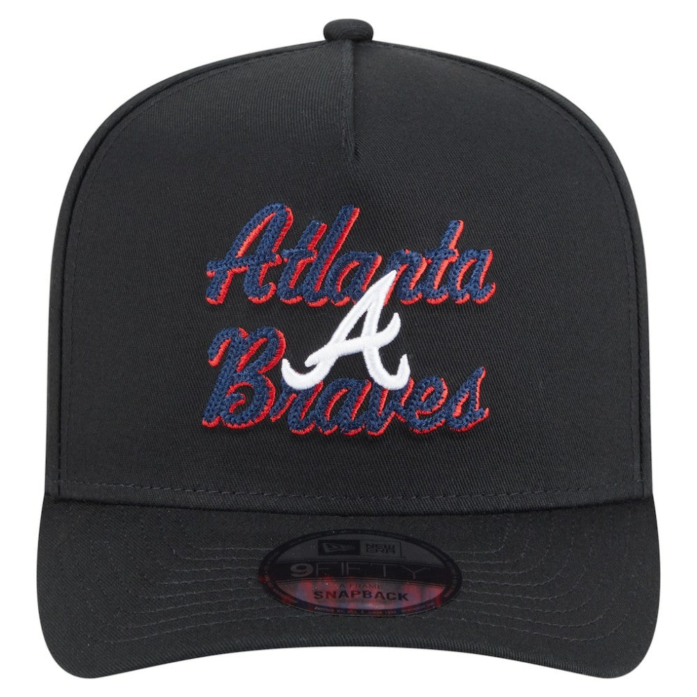 Atlanta Braves Chainstitch 9FIFTY A-Frame Snapback Hat Black