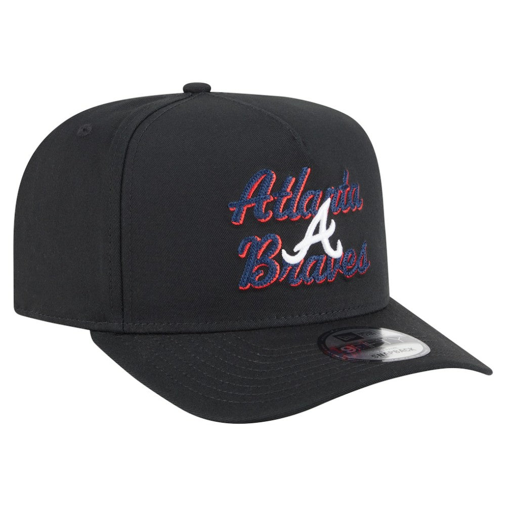 Atlanta Braves Chainstitch 9FIFTY A-Frame Snapback Hat Black