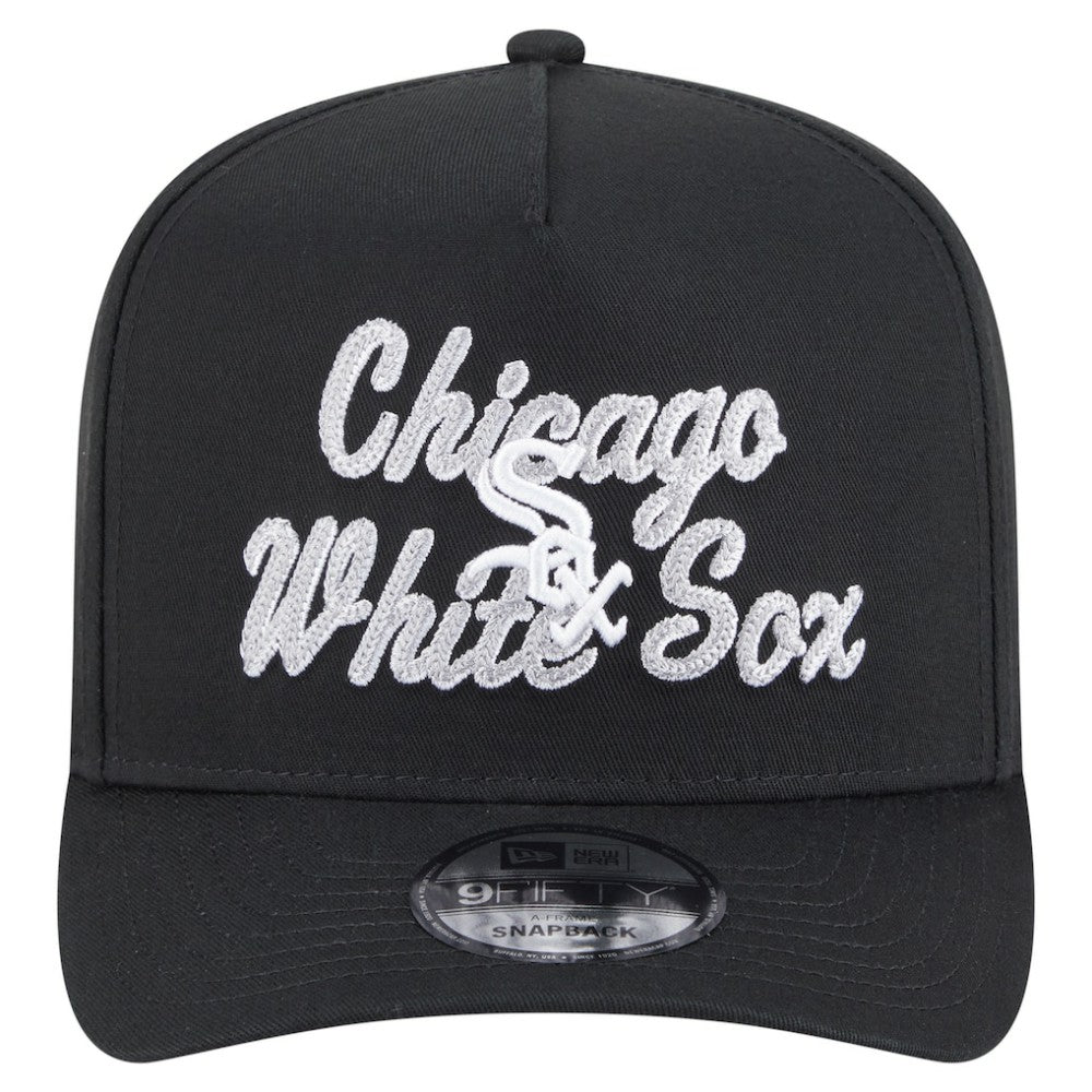 Chicago White Sox Chainstitch 9FIFTY A-Frame Snapback Hat Black