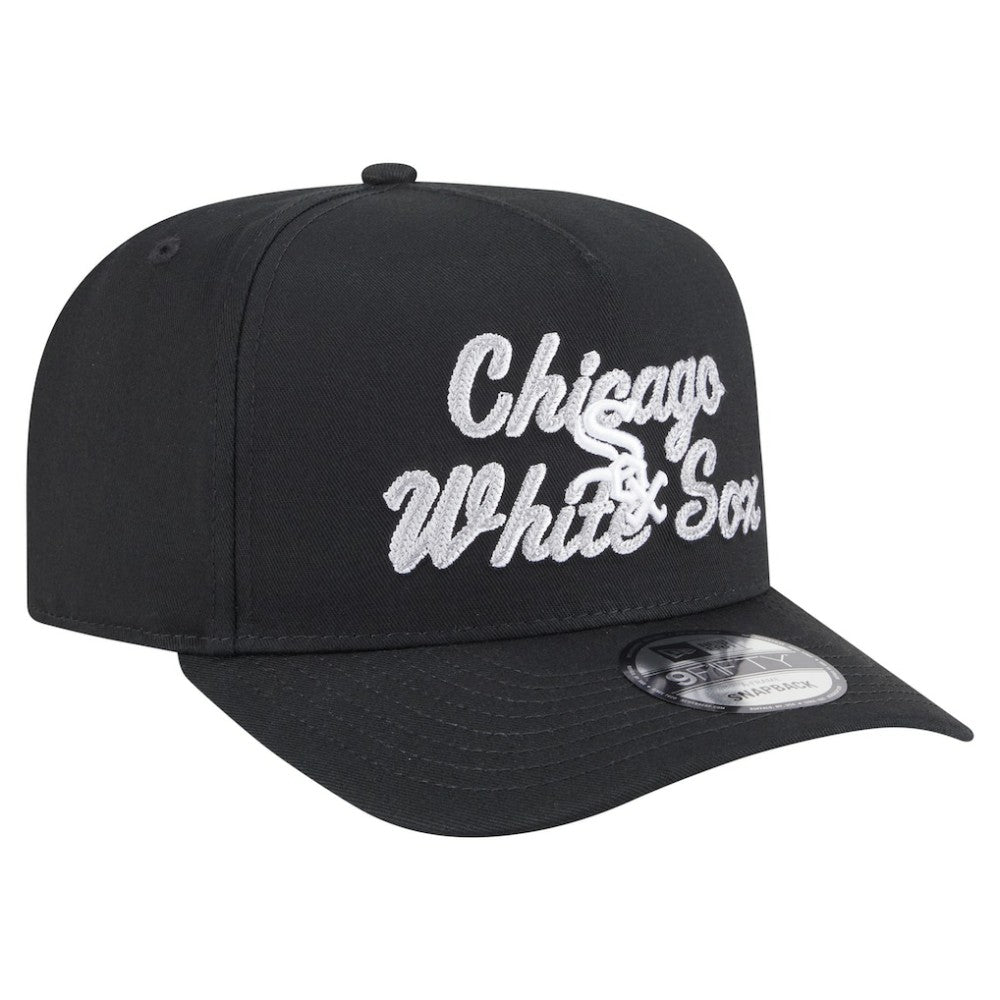 Chicago White Sox Chainstitch 9FIFTY A-Frame Snapback Hat Black
