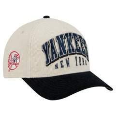 New York Yankees Sided Corduroy 9FORTY A-Frame Adjustable Hat Cream/Navy