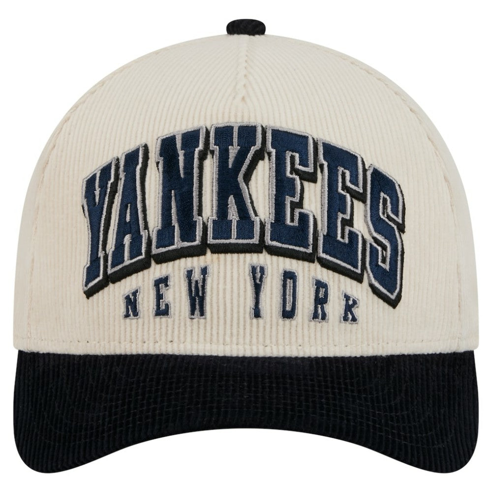 New York Yankees Sided Corduroy 9FORTY A-Frame Adjustable Hat Cream/Navy