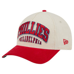 Philadelphia Phillies Sided Corduroy 9FORTY A-Frame Adjustable Hat Cream/Red