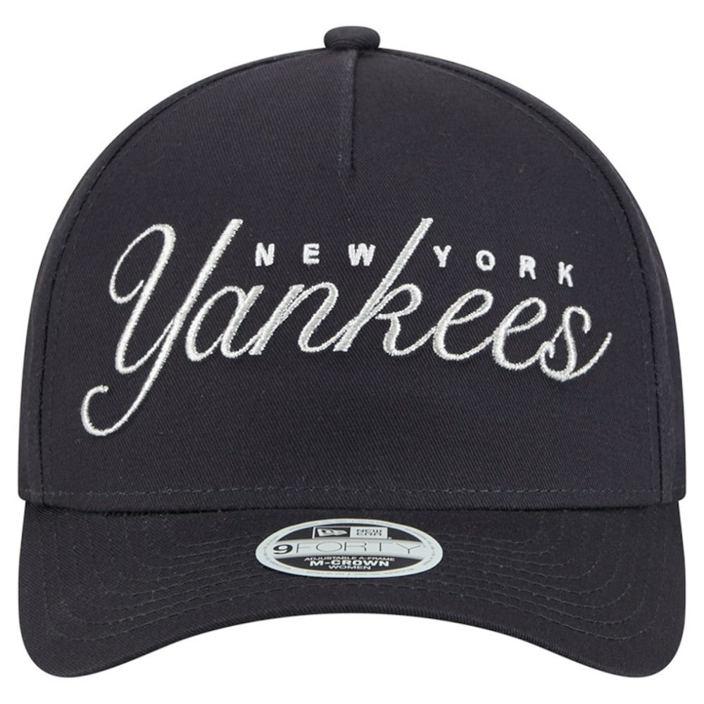 New York Yankees Women's Metallic A-Frame 9FORTY Adjustable Hat Navy