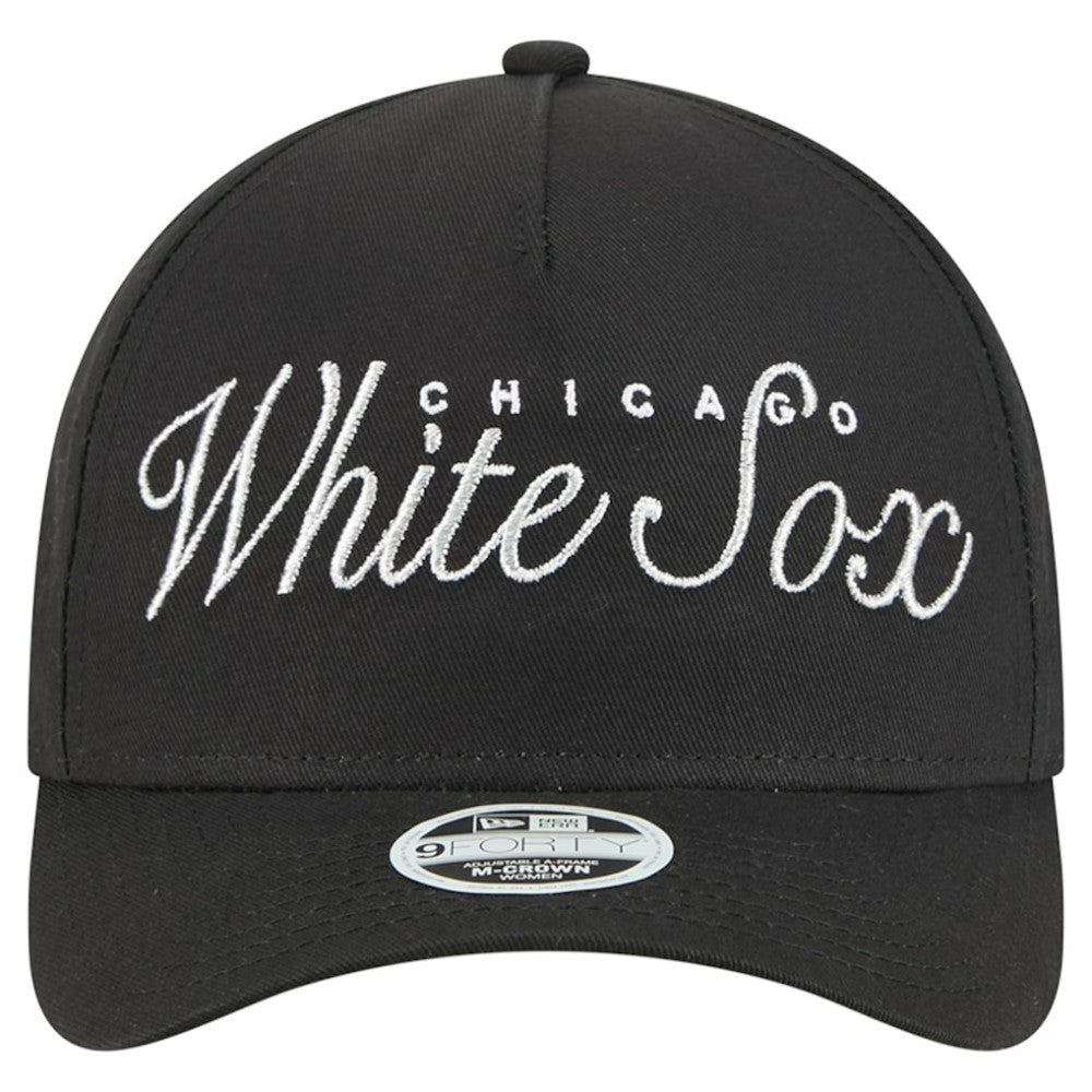 Chicago White Sox Women's Metallic A-Frame 9FORTY Adjustable Hat Black