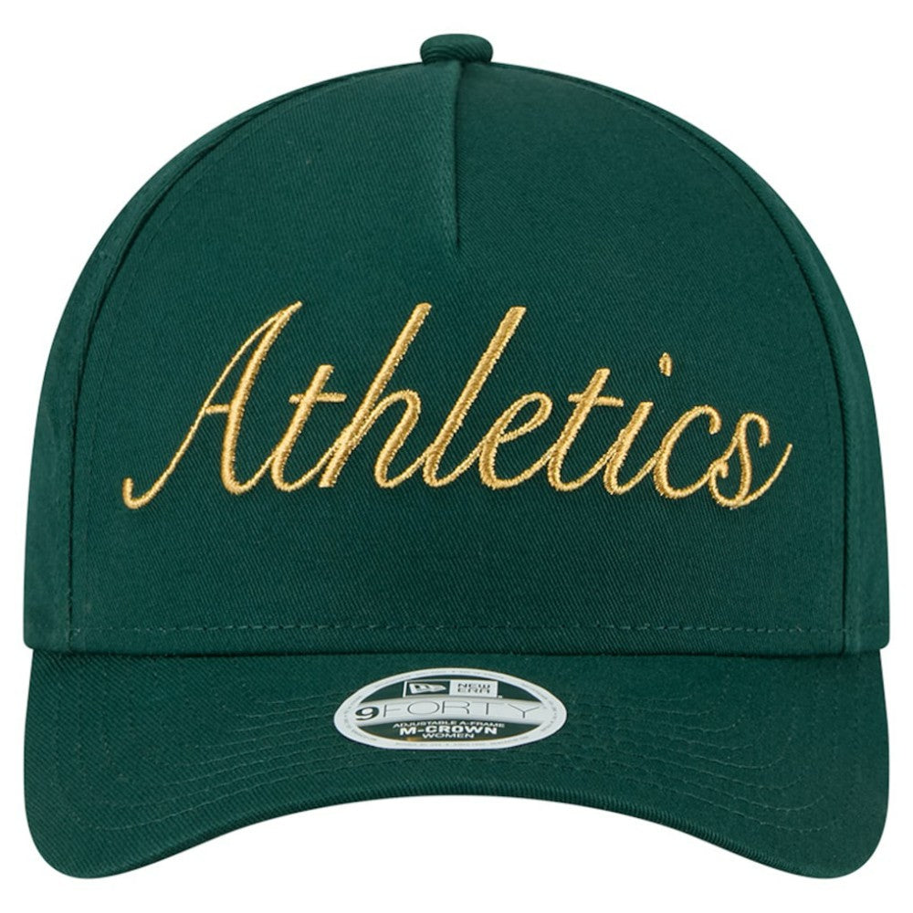 Athletics Women's Metallic A-Frame 9FORTY Adjustable Hat Green