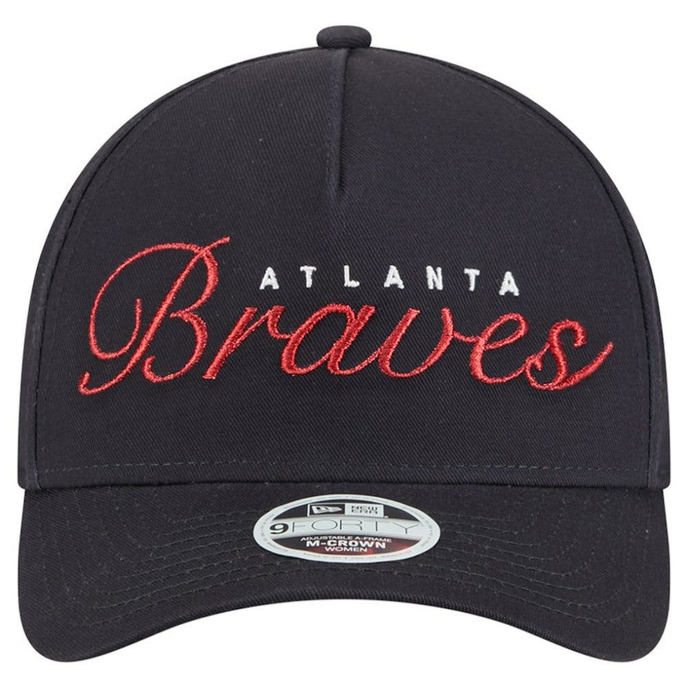 Atlanta Braves Women's Metallic A-Frame 9FORTY Adjustable Hat Navy