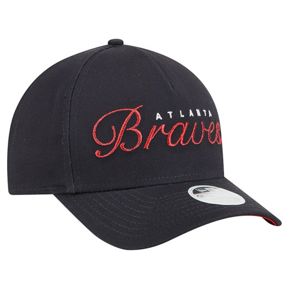 Atlanta Braves Women's Metallic A-Frame 9FORTY Adjustable Hat Navy