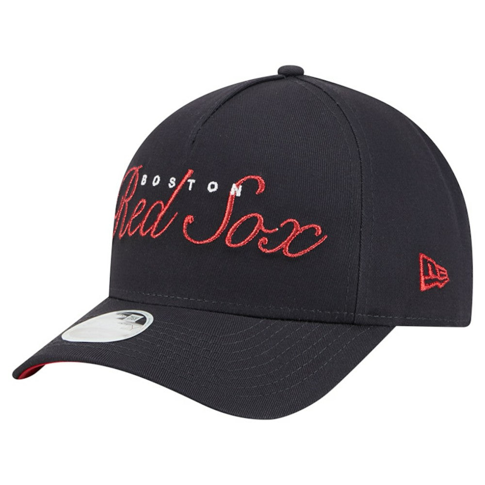 Boston Red Sox Women's Metallic A-Frame 9FORTY Adjustable Hat Navy