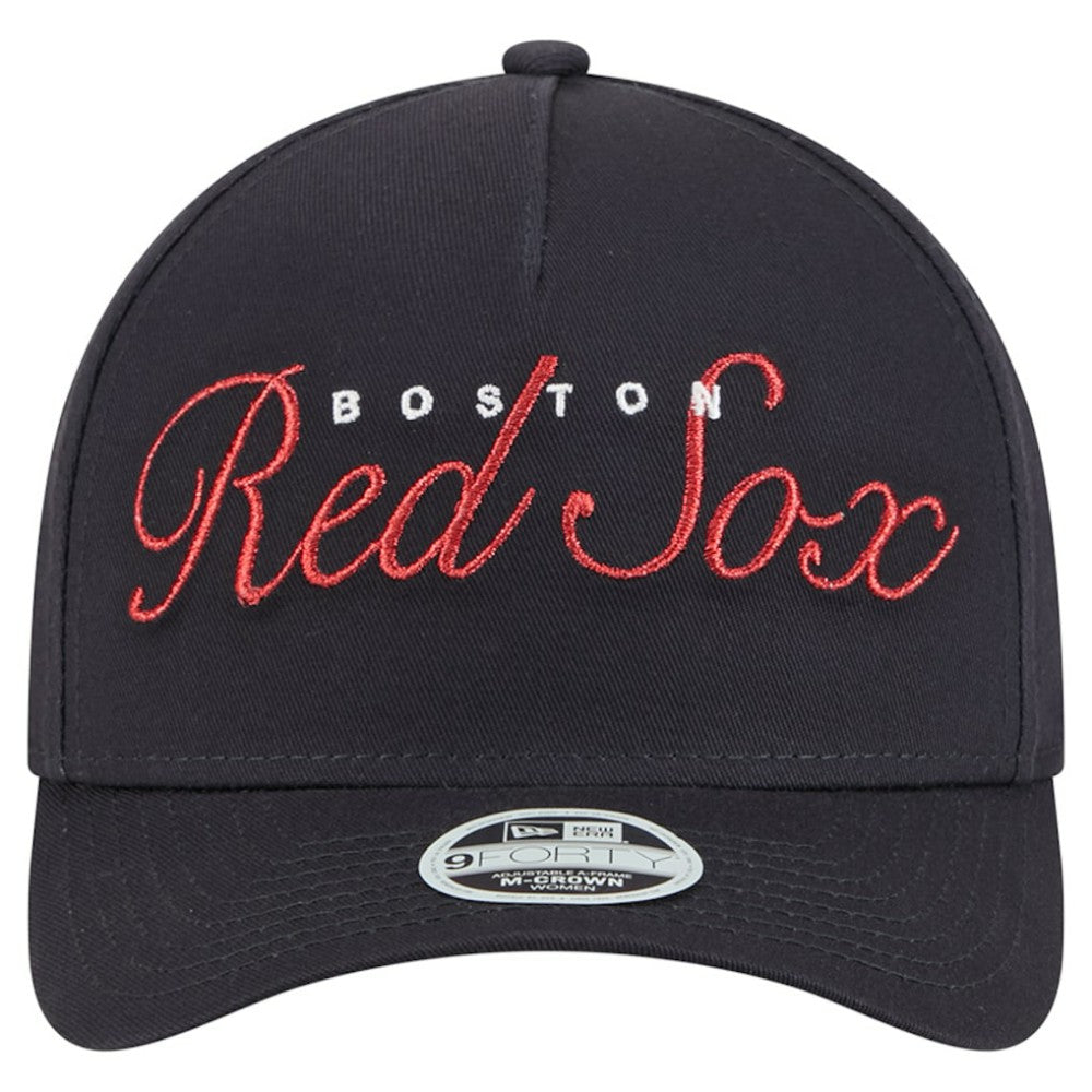 Boston Red Sox Women's Metallic A-Frame 9FORTY Adjustable Hat Navy