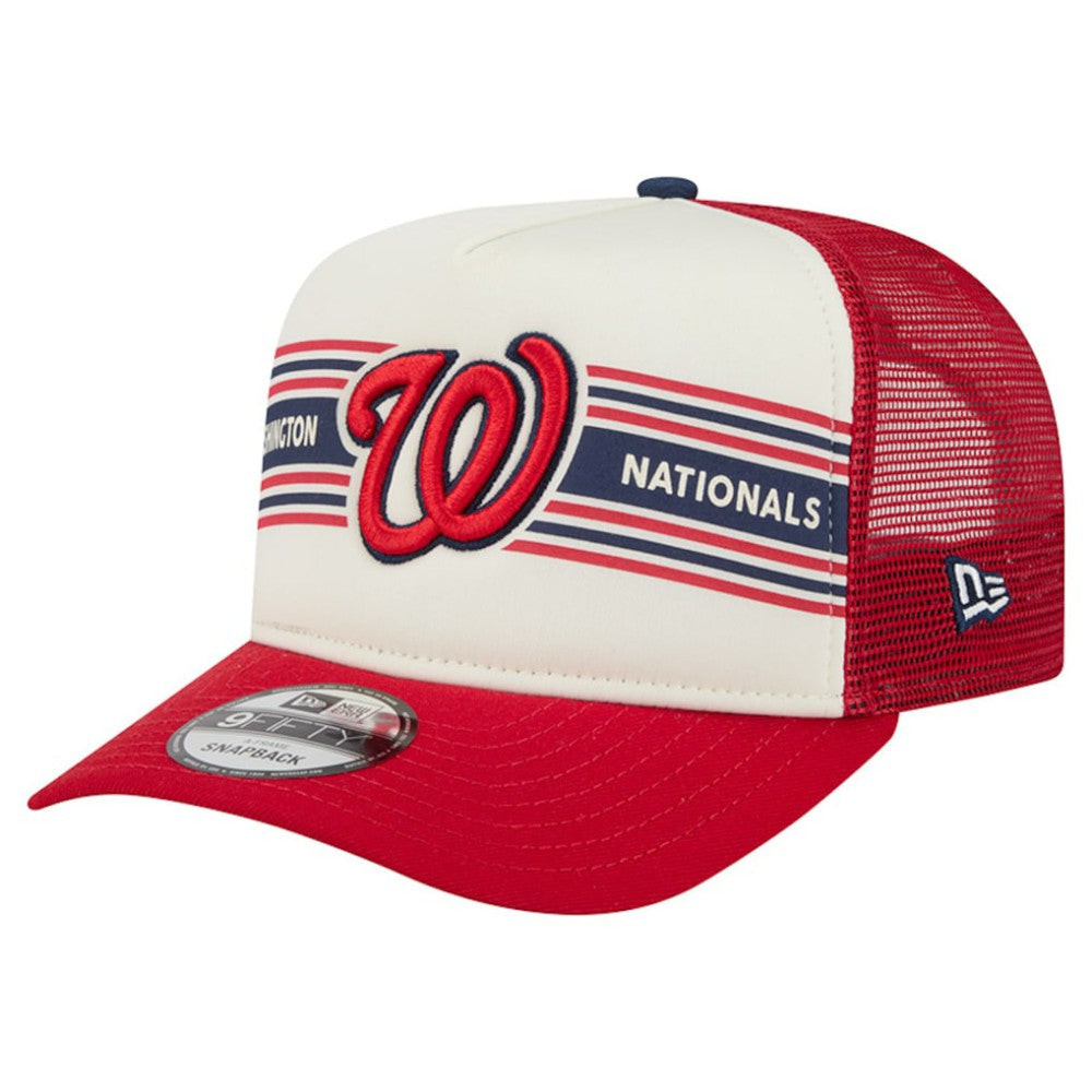 Washington Nationals Banner A-Frame 9FIFTY Trucker Snapback Hat Cream/Red