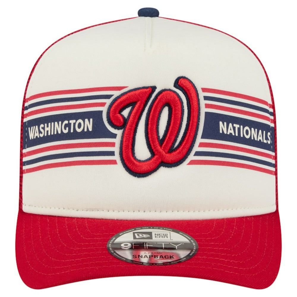 Washington Nationals Banner A-Frame 9FIFTY Trucker Snapback Hat Cream/Red