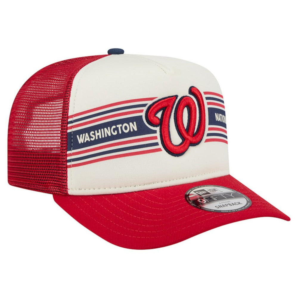 Washington Nationals Banner A-Frame 9FIFTY Trucker Snapback Hat Cream/Red