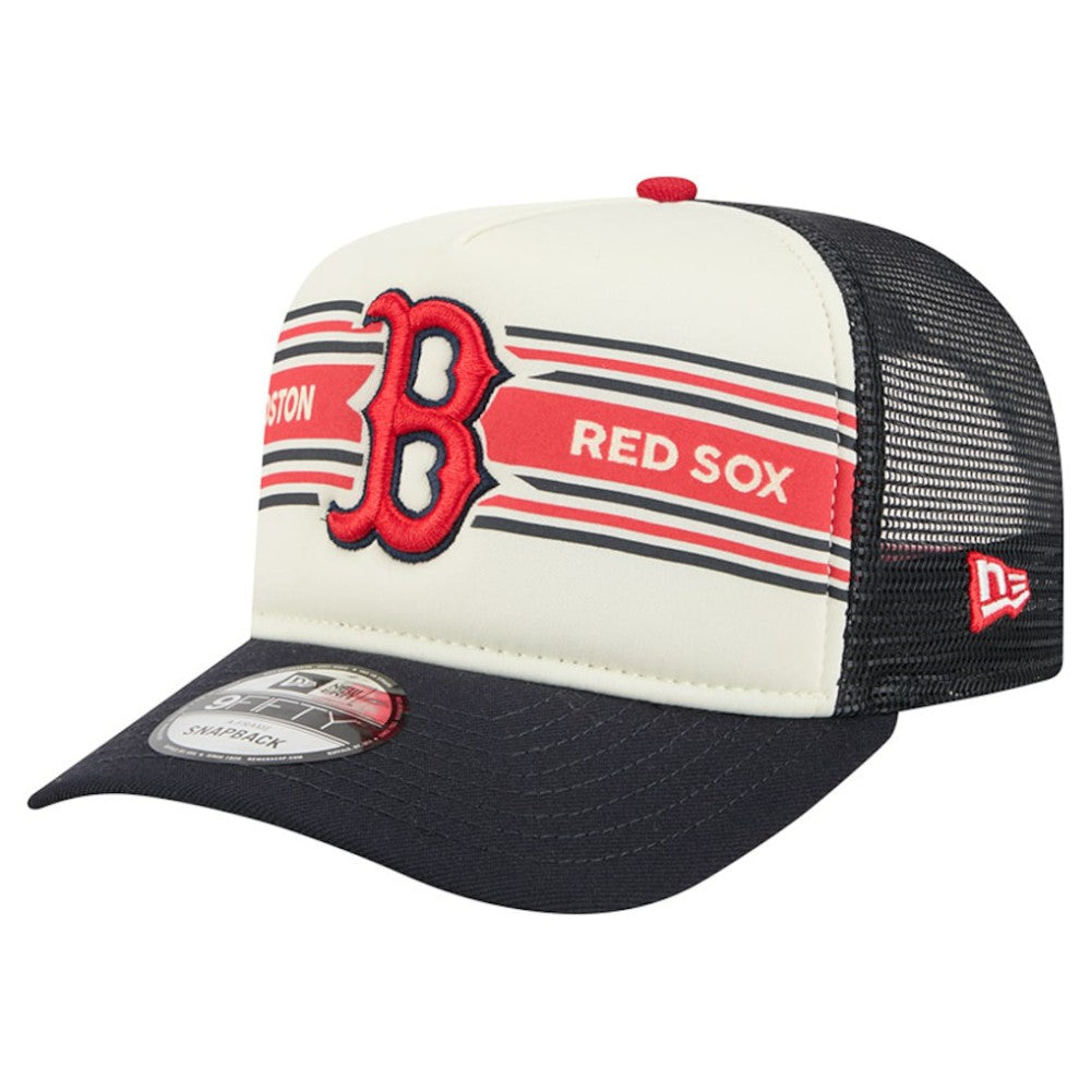 Boston Red Sox Banner A-Frame 9FIFTY Trucker Snapback Hat Cream/Navy