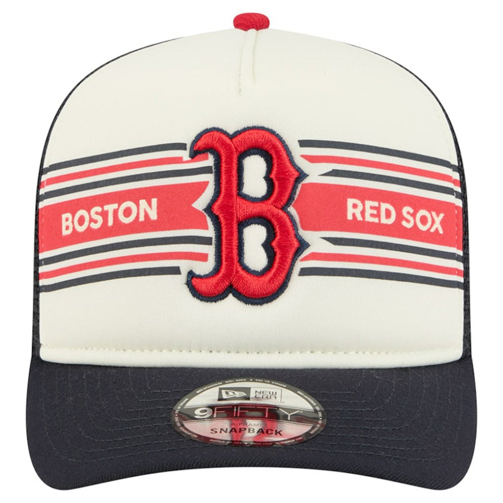 Boston Red Sox Banner A-Frame 9FIFTY Trucker Snapback Hat Cream/Navy