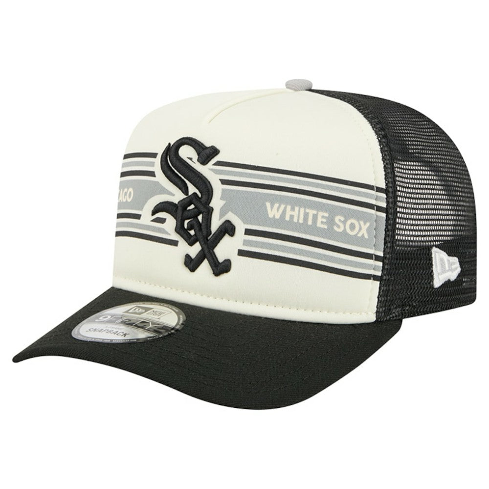 Chicago White Sox Banner A-Frame 9FIFTY Trucker Snapback Hat Cream/Black