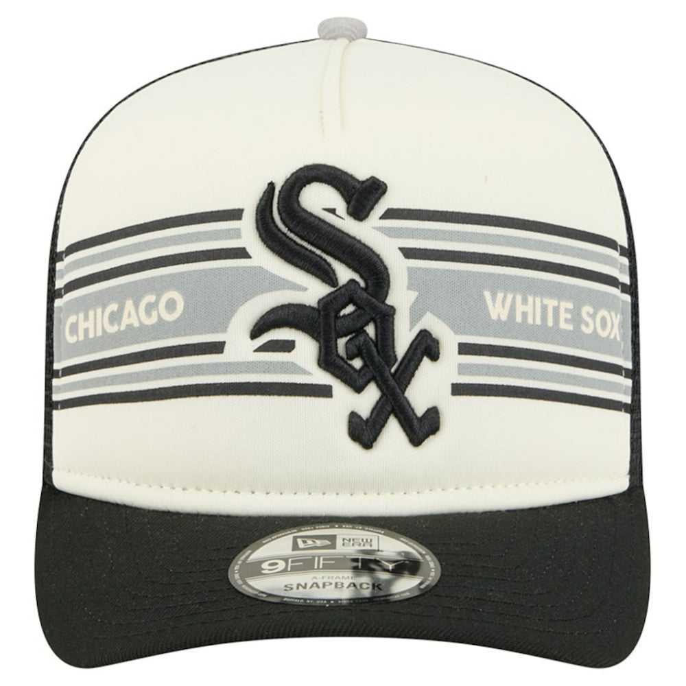 Chicago White Sox Banner A-Frame 9FIFTY Trucker Snapback Hat Cream/Black