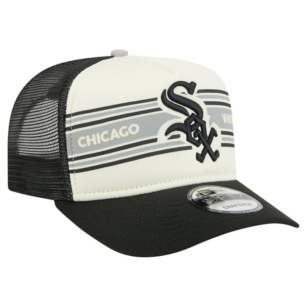 Chicago White Sox Banner A-Frame 9FIFTY Trucker Snapback Hat Cream/Black