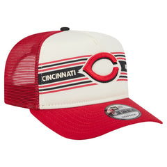 Cincinnati Reds Banner A-Frame 9FIFTY Trucker Snapback Hat Cream/Red