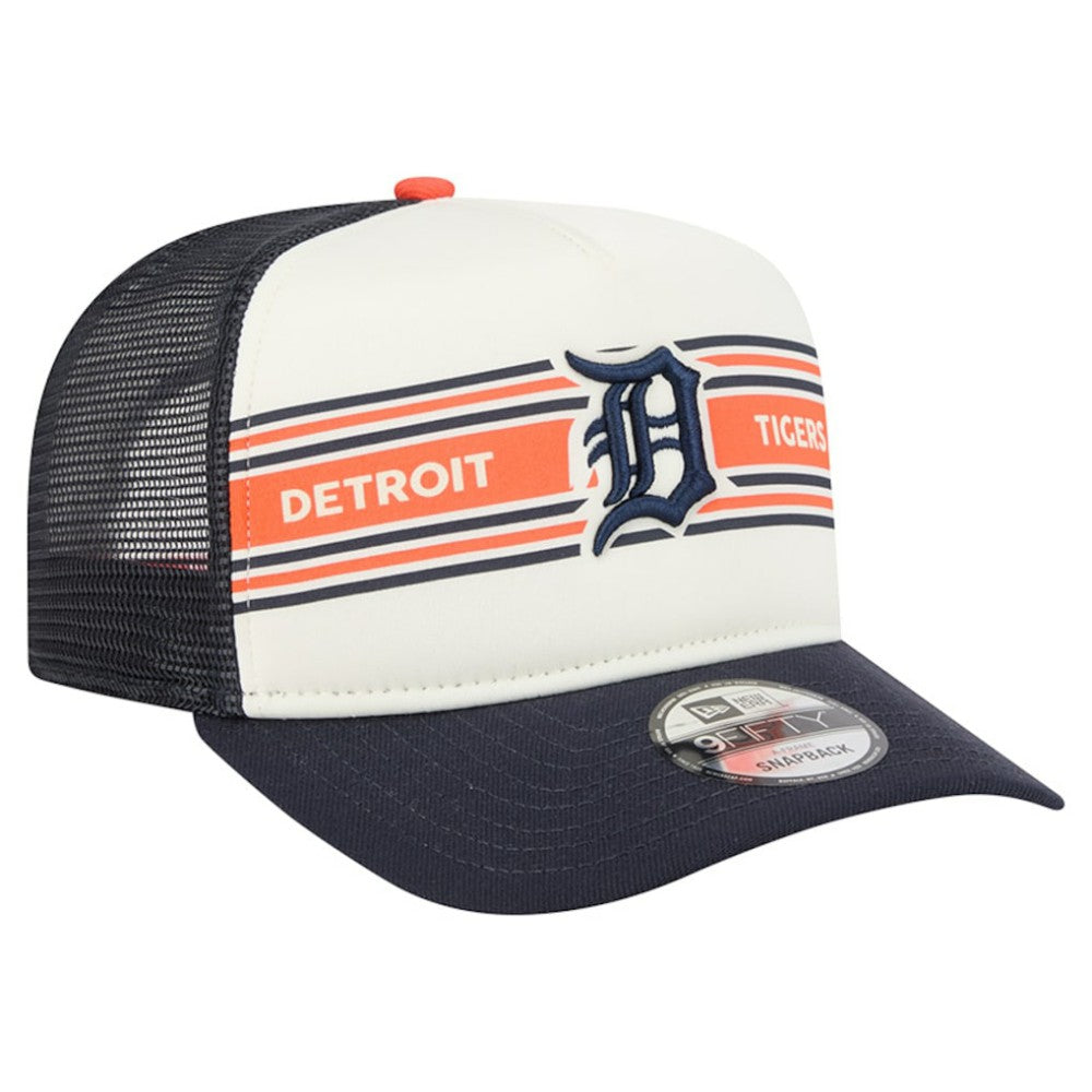 Detroit Tigers Banner A-Frame 9FIFTY Trucker Snapback Hat Cream/Navy