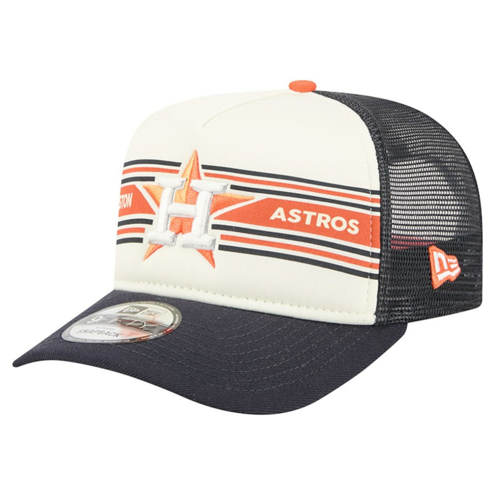 Houston Astros Banner A-Frame 9FIFTY Trucker Snapback Hat Cream/Navy
