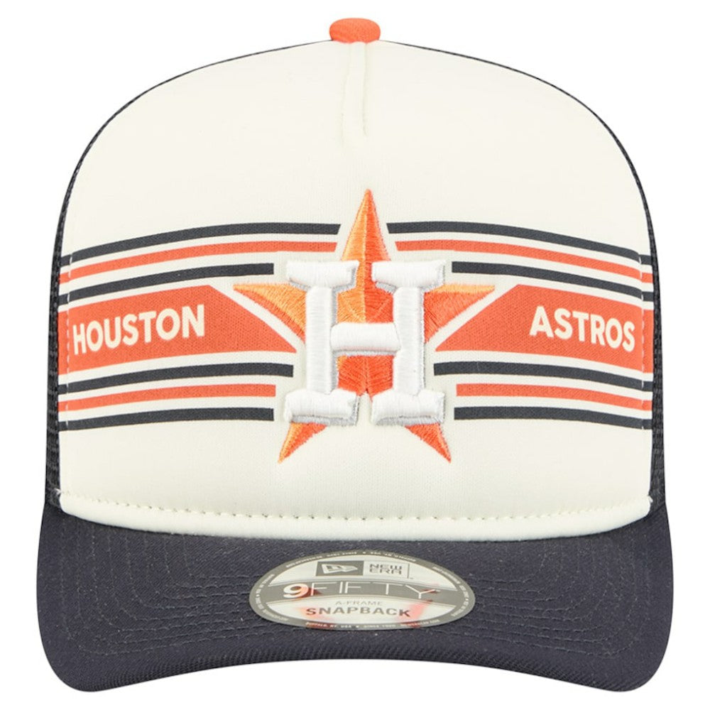 Houston Astros Banner A-Frame 9FIFTY Trucker Snapback Hat Cream/Navy
