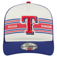 Texas Rangers Banner A-Frame 9FIFTY Trucker Snapback Hat Cream/Royal