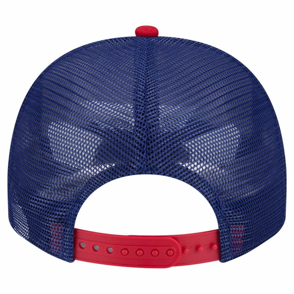 Texas Rangers Banner A-Frame 9FIFTY Trucker Snapback Hat Cream/Royal