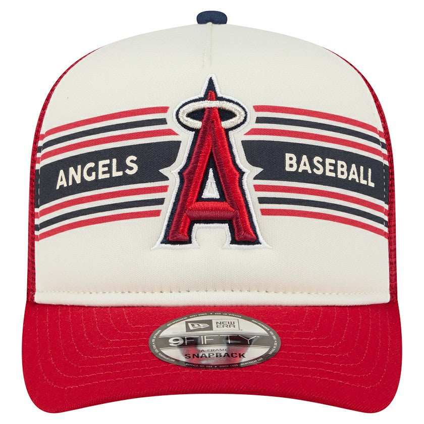 Los Angeles Angels Banner A-Frame 9FIFTY Trucker Snapback Hat Cream/Red