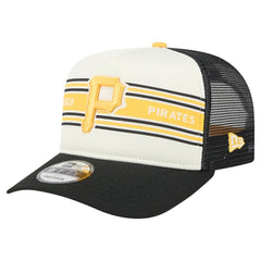 Pittsburgh Pirates Banner A-Frame 9FIFTY Trucker Snapback Hat Cream/Black