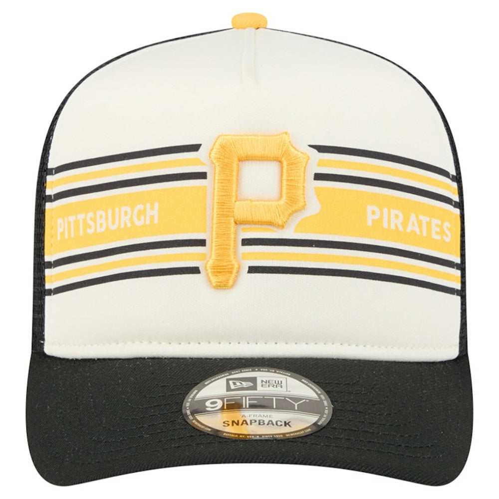 Pittsburgh Pirates Banner A-Frame 9FIFTY Trucker Snapback Hat Cream/Black
